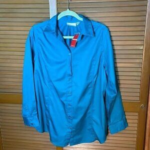 NEW Avenue Button Up Blue Shirt Size 14 16